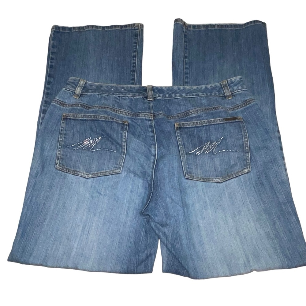 Michael Kors Women Distressed Stretch Bootcut Flare Bling Y2K‎ Denim Jeans Sz 12